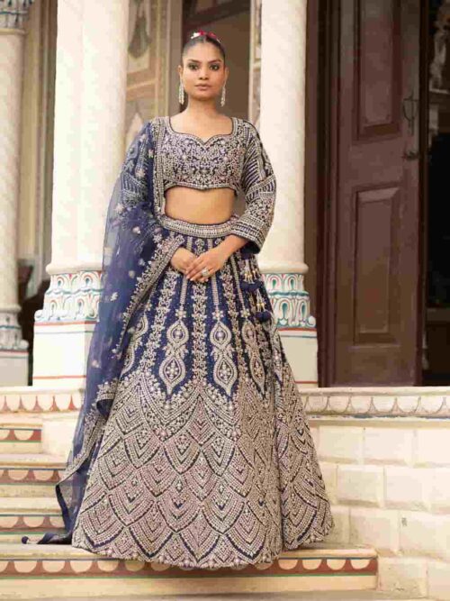 Buy navy Blue Lehenga choli in USA