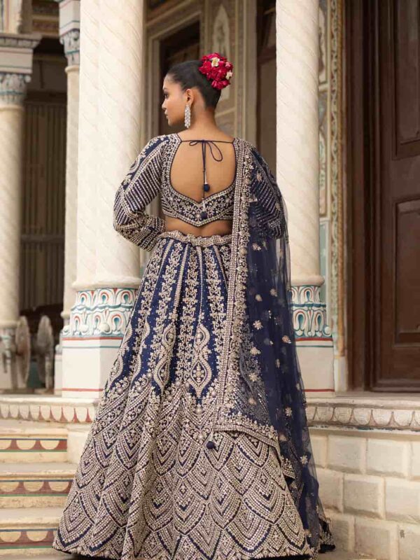 Shop Navy Blue Silk Lehenga Choli For wedding