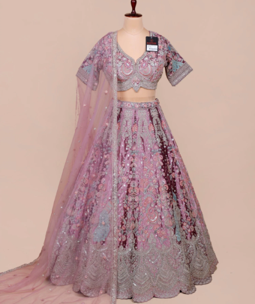 Buy twilight velvet embroidered lehenga online