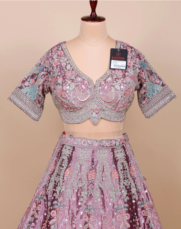 Designer velvet bridal lehenga with jarkan work