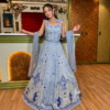Buy Light Blue Embroidered Lehenga Choli Online in USA Embroidery Detail