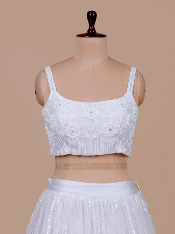 White Pearl Work Blouse Design