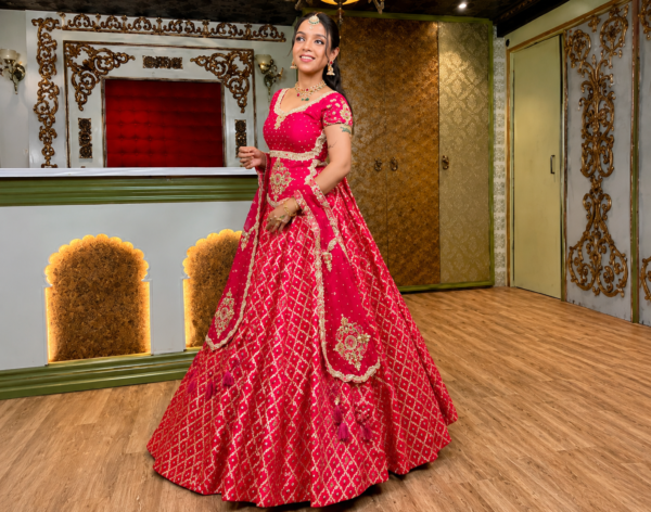 Buy Rani Pink Embroidered Lehenga Choli Online in USA
