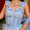Buy Light Blue Embroidered Lehenga Choli Online in USA Front View