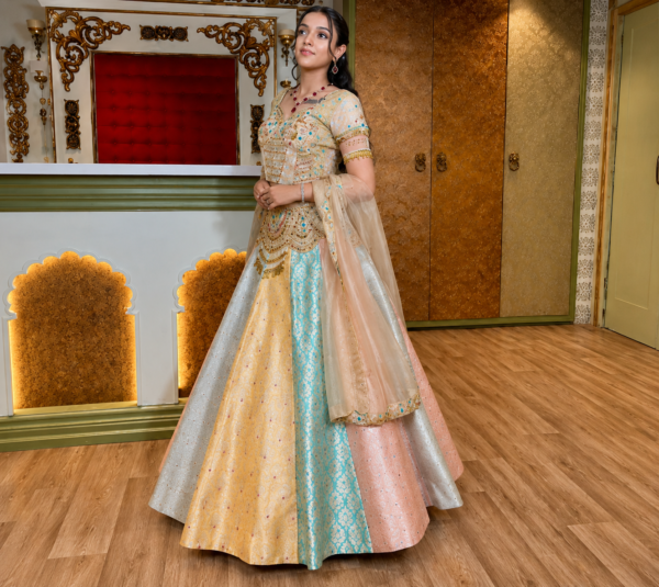Buy Pastel Multicolour Embroidered Lehenga Choli Online in USA