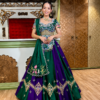 Buy Emerald Green and Purple Embroidered Lehenga Choli Online in USA Embroidery Detail