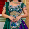 Buy Emerald Green and Purple Embroidered Lehenga Choli Online in USA Front View