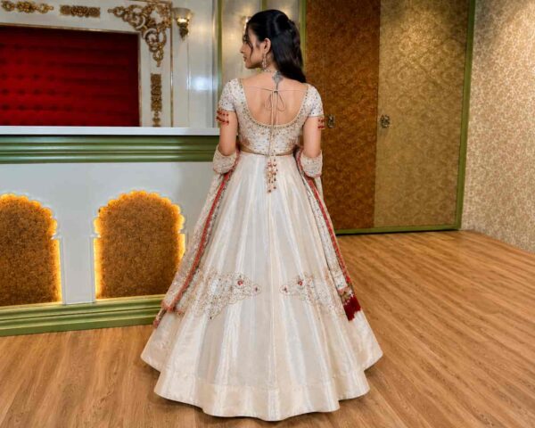 Off White Embroidered Silk Lehenga Choli
