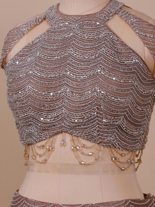 Royal Brown Pearl Embroidery