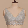 Beige Party Wear Lehenga in USA - Designer Blouse Front