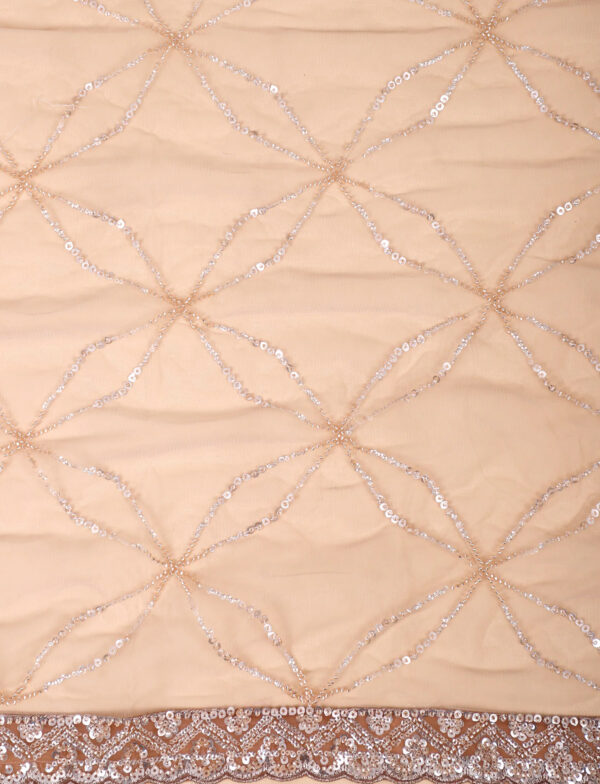 Chickoo Designer Lehenga Embroidery Detail Chickoo Designer Lehenga in USA - Fabric Embroidery Detail