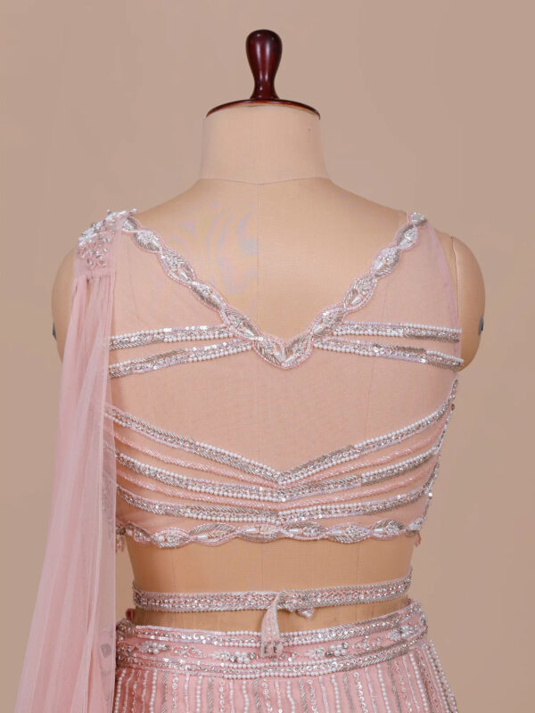Royal Brown Fish Cut Lehenga Choli in USA - Back View