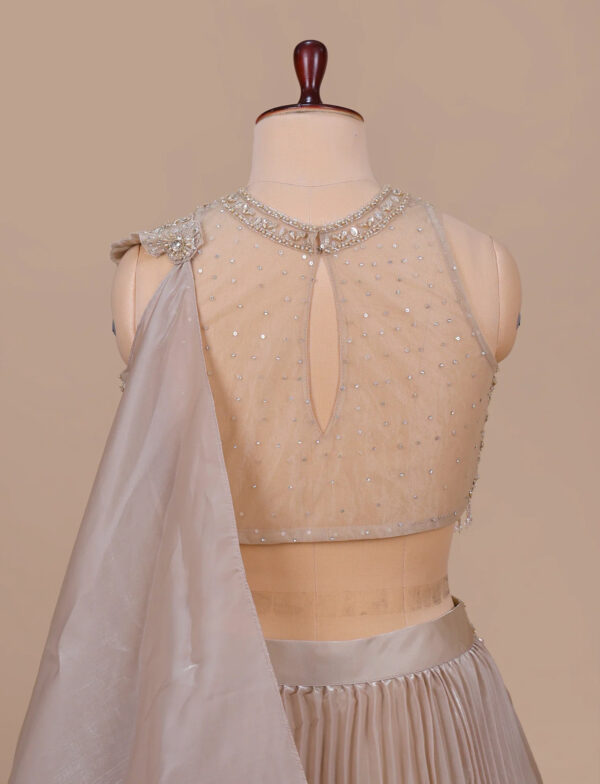 Beige Jimmy Choo Lehenga in USA - Back View