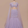 Designer Lilac Imported Net Lehenga with Feather & Pearl Work in USA