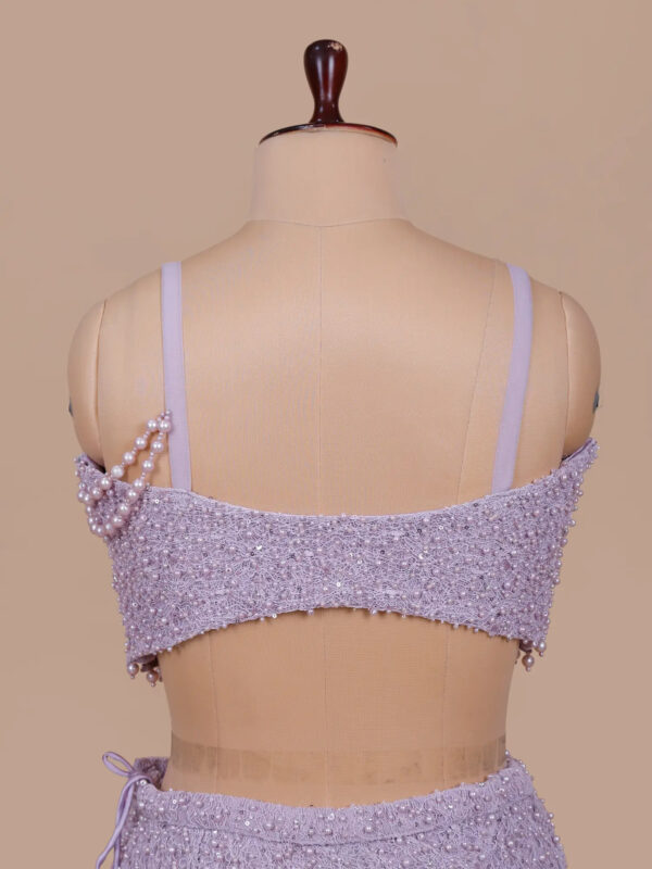 Lilac Feather Work Blouse Back Design