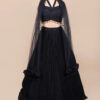 Black Regal Pearl Beads Aura Georgette Lehenga in USA | Designer Wedding Wear Black Regal Pearl Beads Aura Georgette Lehenga in USA with Designer Blouse and Dupatta