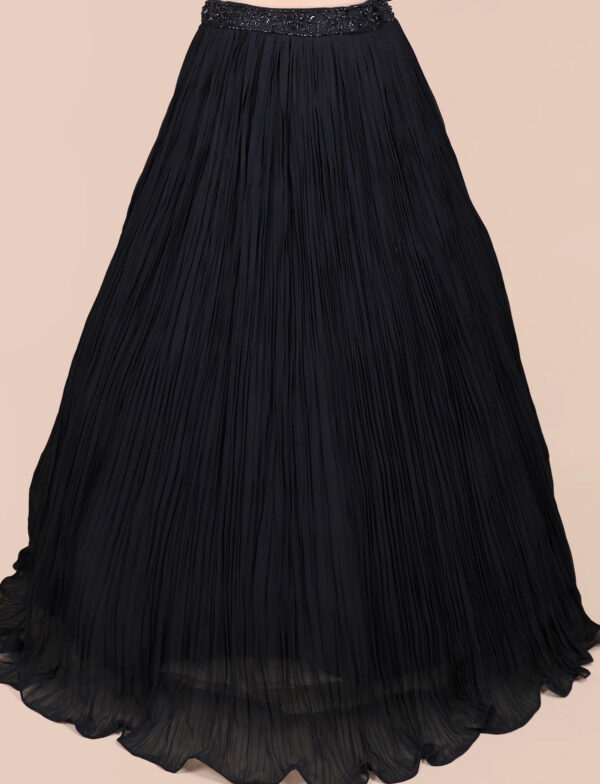 Black Georgette Lehenga Skirt in USA Black Georgette Lehenga Skirt with Pearl Beads Embroidery in USA