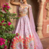 Light Lavender Silk Lehenga Side View in USA Light Lavender Designer Silk Lehenga with Applique Work Side View in USA