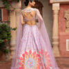 Light Lavender Applique Work Silk Lehenga in USA Light Lavender Silk Lehenga with Applique Embroidery 45 Degree View in USA