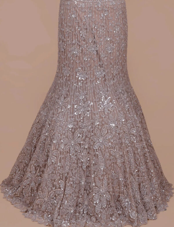 Champagne Mermaid Lehenga Skirt in USA Luxury Champagne Mermaid Lehenga with Elegant Handwork Skirt in USA