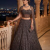Charcoal Couture Lehenga with Elegant Designer Work in USA Full View