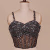 Charcoal Couture Lehenga with Elegant Designer Work in USA Front View Blouse